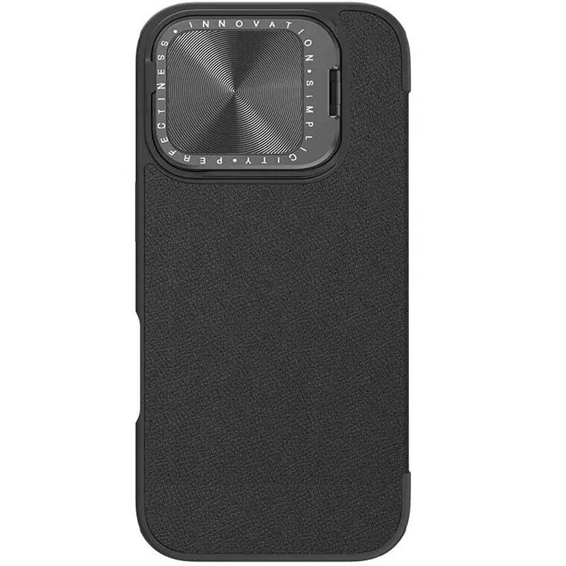 Фото Кожаный чехол (книжка) Nillkin Qin Prop Plain Camshield для Apple iPhone 16 (6.1") (Classic Black) на vchehle.ua