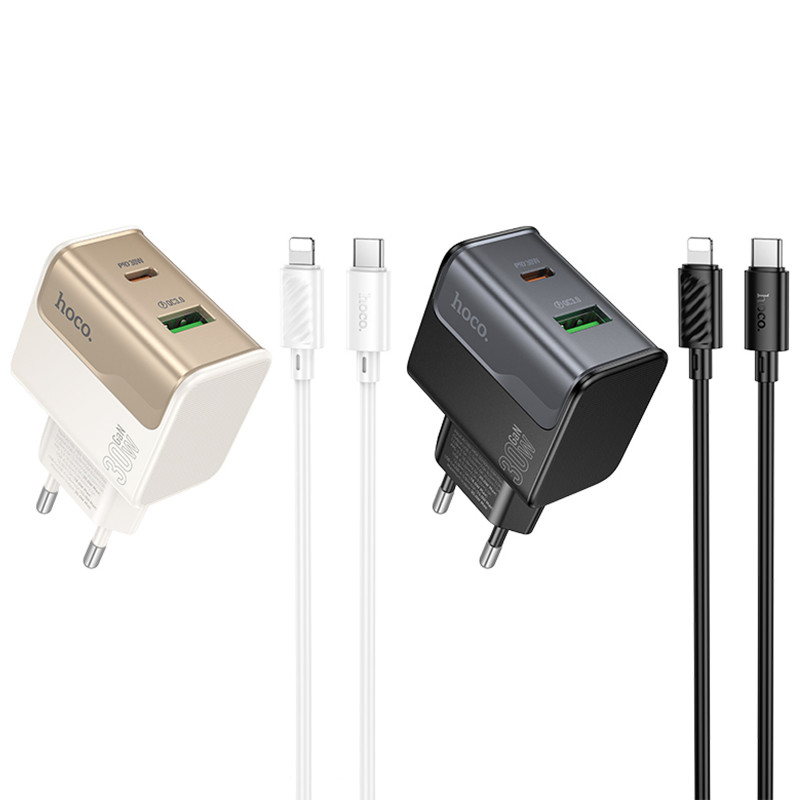 СЗУ Hoco CS73A Star Speed PD30W+QC3.0 (1USB-A/1C) + кабель Type-C to Lightning
