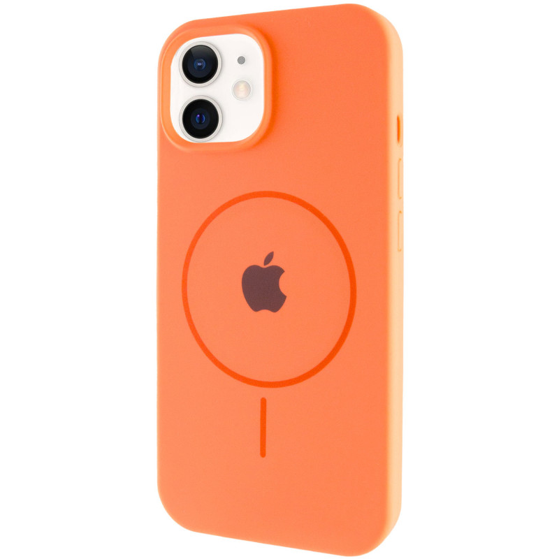 Чехол Silicone Case Full Protective (AA) with Magnetic Safe для Apple iPhone 11 (6.1") (Оранжевый / Papaya)