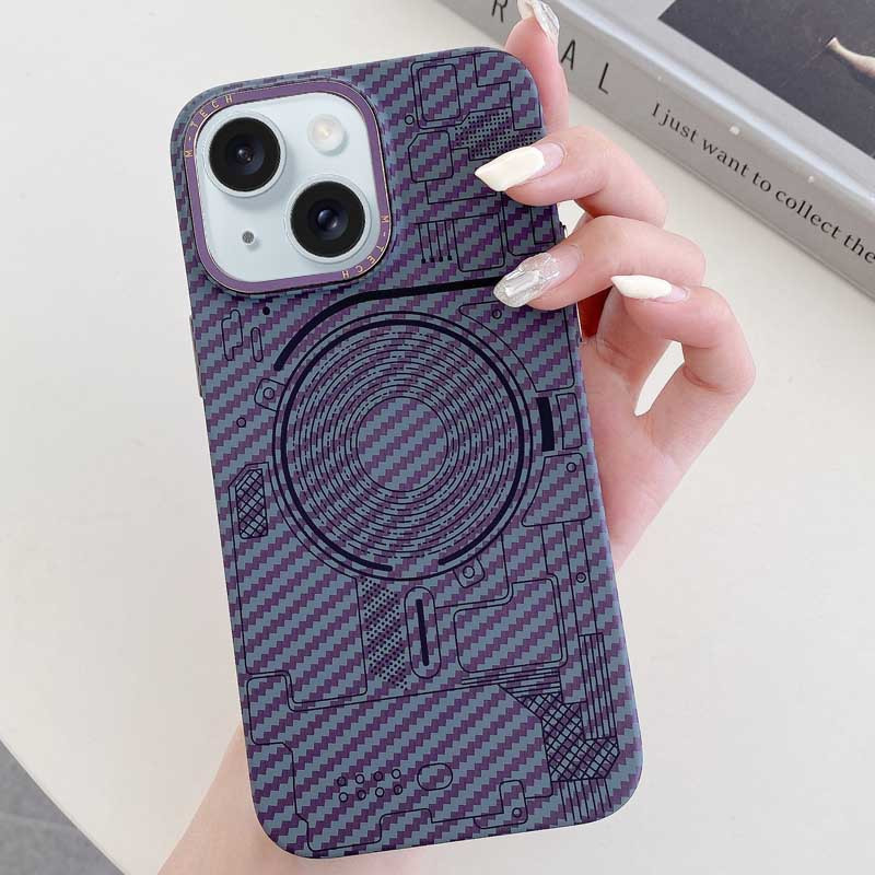 Фото Чехол M-Tech Carbon soft touch with Magnetic Safe для Apple iPhone 15 (6.1") (Purple) в магазине vchehle.ua