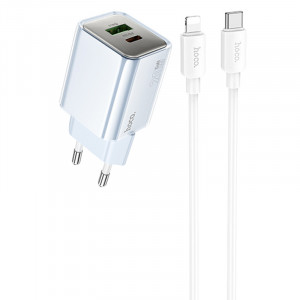 СЗУ Hoco N46 Glorious PD20W+QC3.0 (1USB-A/1C) + Type-C to Lightning