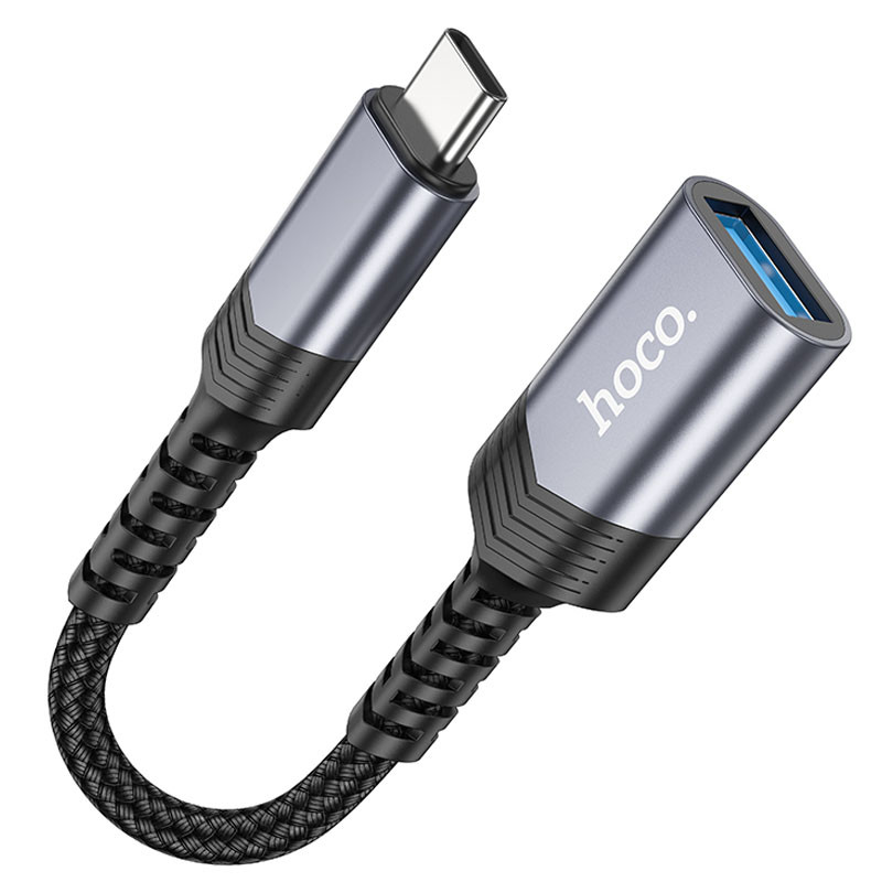 Фото Переходник Hoco UA24 Type-C male to USB female 3.0 (Metal gray) на vchehle.ua