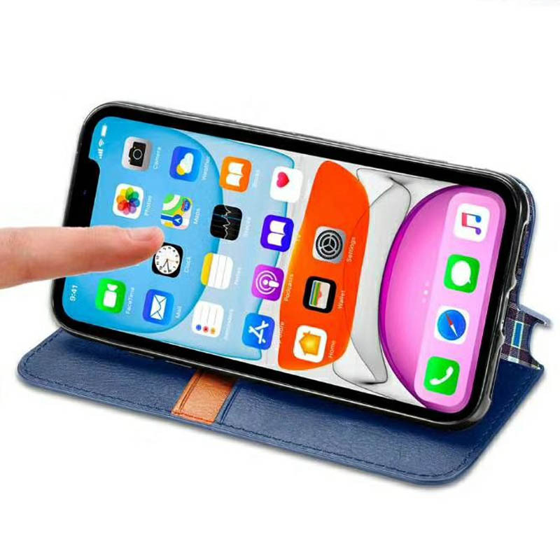 Шкіряний чохол-книжка GETMAN Cubic (PU) на Xiaomi Redmi Note 9 / Redmi 10X (Синій) в магазині vchehle.ua