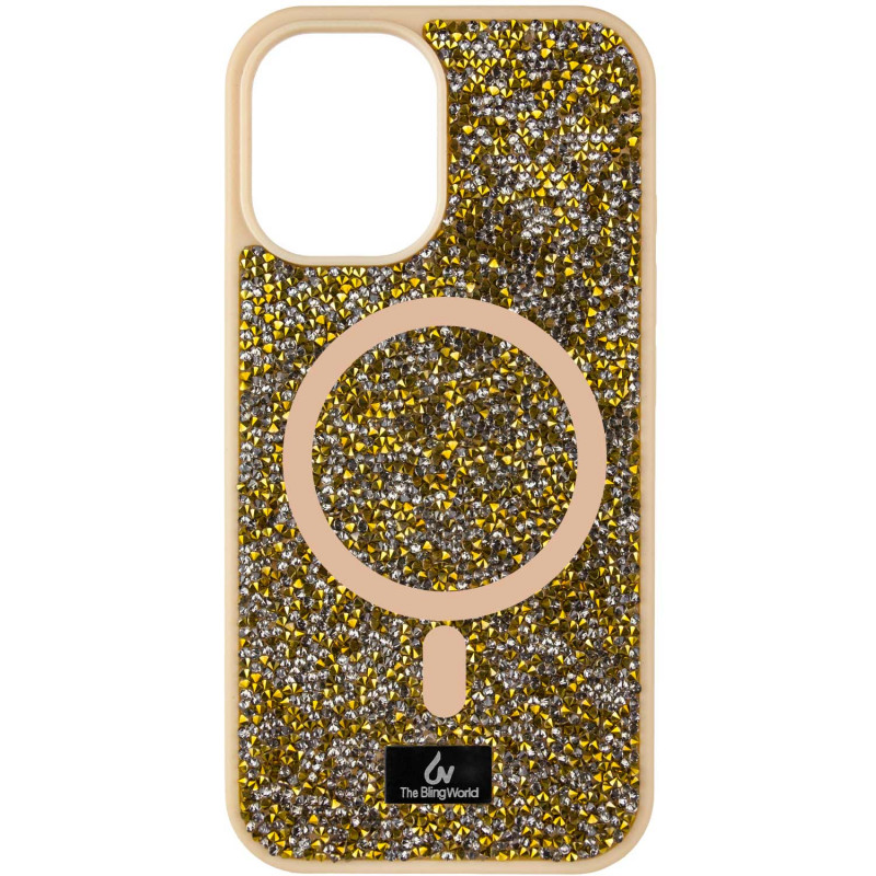 TPU чохол Bling World Rock Diamond with Magnetic Safe на Apple iPhone 16 (6.1") (Gold)