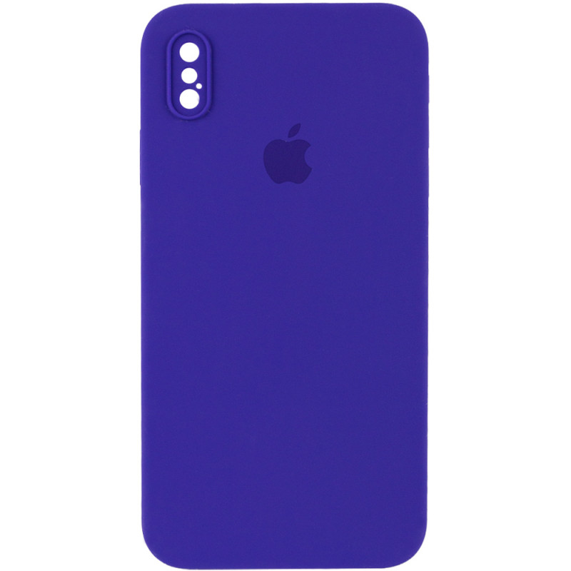Чохол Silicone Case Square Full Camera Protective (AA) для Apple iPhone X / XS (5.8") (Фіолетовий / Ultra Violet)
