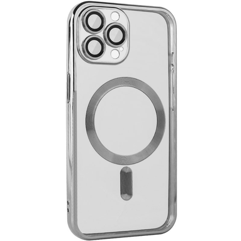 TPU чехол Fibra Chrome with Magnetic safe для Apple iPhone 14 Pro Max (6.7") (Silver)