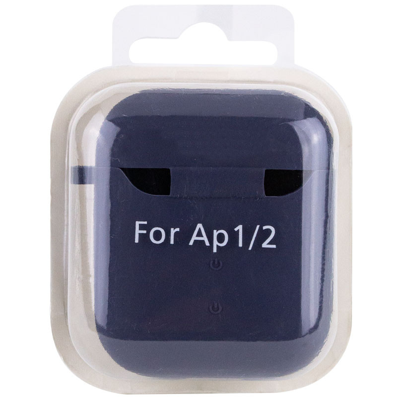 Фото Силиконовый футляр с микрофиброй для наушников Airpods 1/2 (Темно-синий / Midnight blue) в магазине vchehle.ua
