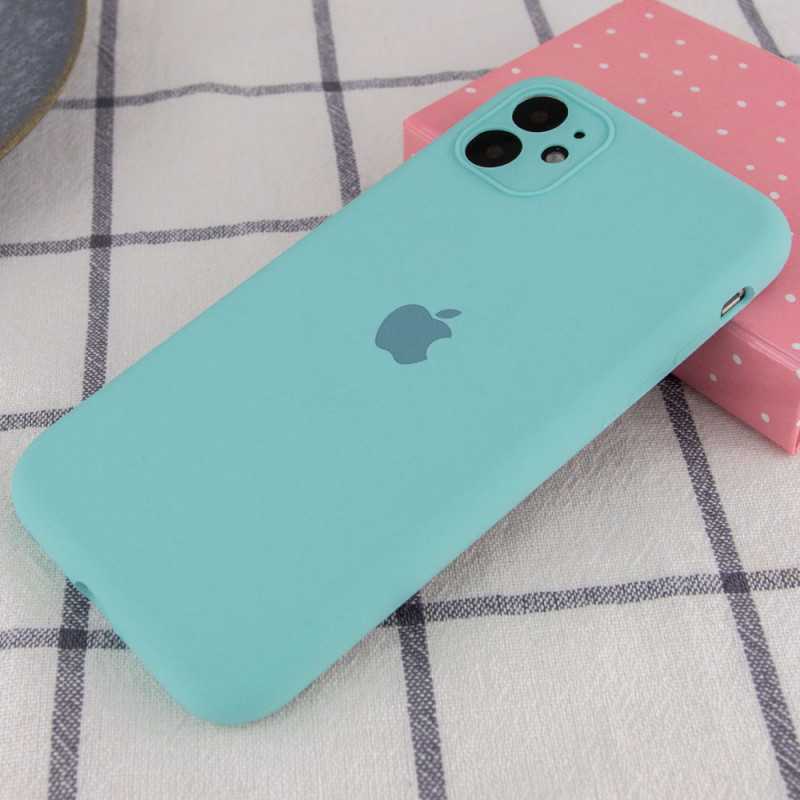 Фото Чехол Silicone Case Full Camera Protective (AA) для Apple iPhone 12 (6.1") (Бирюзовый / Marine Green) на vchehle.ua