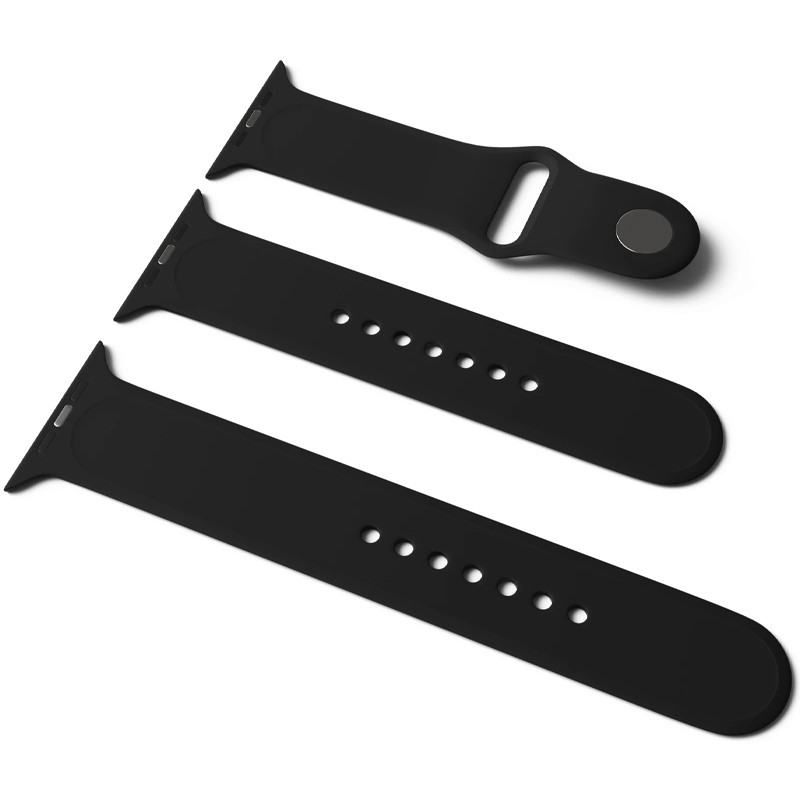 Силіконовий ремінець для Apple Watch Sport Band 38/40/41/42mm(ser.10) (S/M & M/L) 3pcs (Чорний / Black)