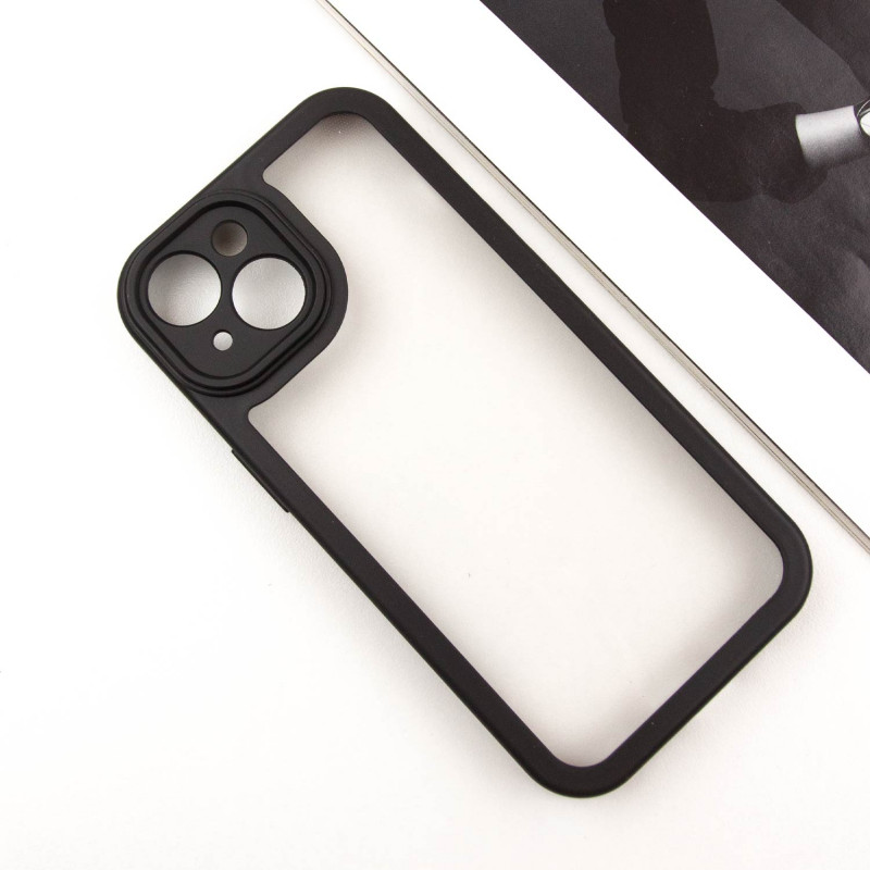 Фото TPU чохол Transparent + Colour 1,5mm на Apple iPhone 13 (6.1") (Black) на vchehle.ua