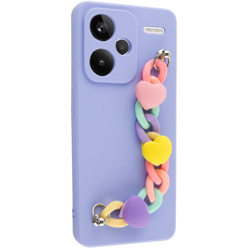 Чохол Chained Heart з підвісним ланцюжком на Xiaomi Redmi Note 13 Pro+ (Lilac Blue)