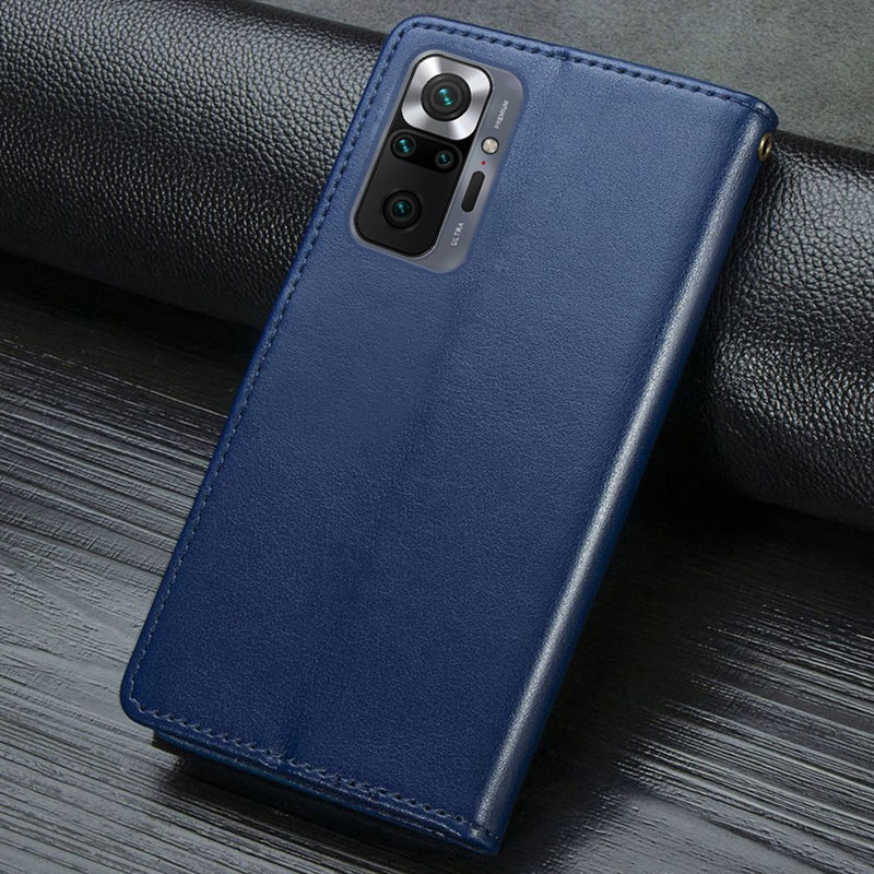 Заказать Кожаный чехол книжка GETMAN Gallant (PU) для Xiaomi Redmi Note 10 Pro / 10 Pro Max (Синий) на vchehle.ua