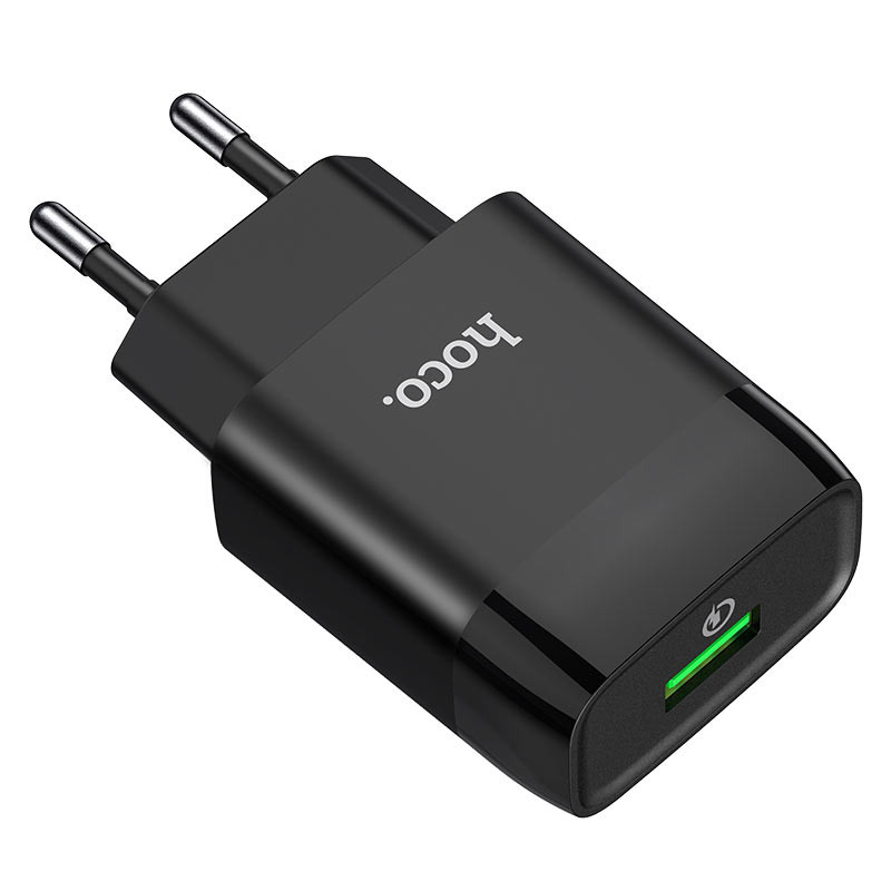 СЗУ Hoco C72Q Glorious QC3.0 18W (1USB-A) + кабель USB to MicroUSB (Черный) в магазине vchehle.ua