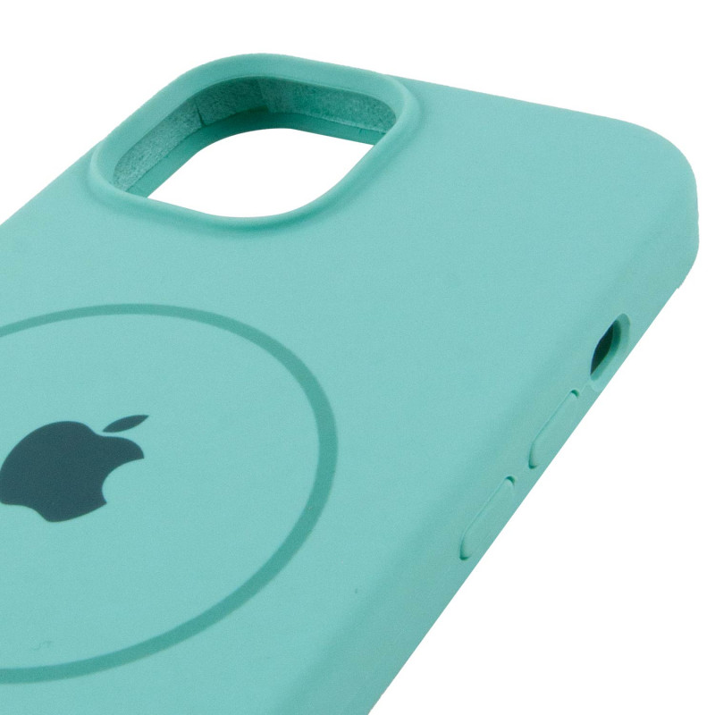 Чохол Silicone Case Full Protective (AA) with Magnetic Safe на Apple iPhone 14 Plus (6.7") (Бірюзовий / Marine Green) в магазині vchehle.ua