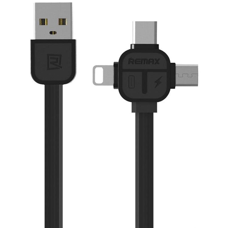 

Дата кабель Remax Lesu RC-066th 3in1 lightning-microUSB-Type-C (Чорний) 869232