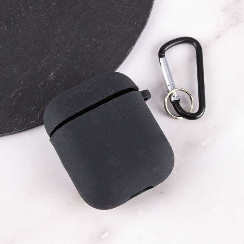 Фото Силіконовий футляр з мікрофіброю для навушників Airpods 1/2 (Чорний / Black) в маназині vchehle.ua
