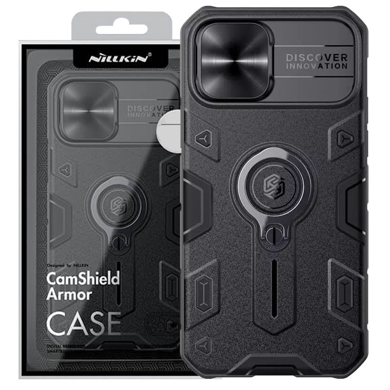 Купить TPU+PC чехол Nillkin Metal CamShield Armor no logo (шторка на камеру) для Apple iPhone 13 Pro (6.1") (Black) на vchehle.ua