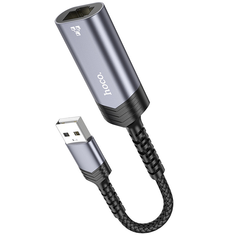 Переходник Hoco UA26 USB ethernet adapter (1000 Mbps) (Metal gray) в магазине vchehle.ua