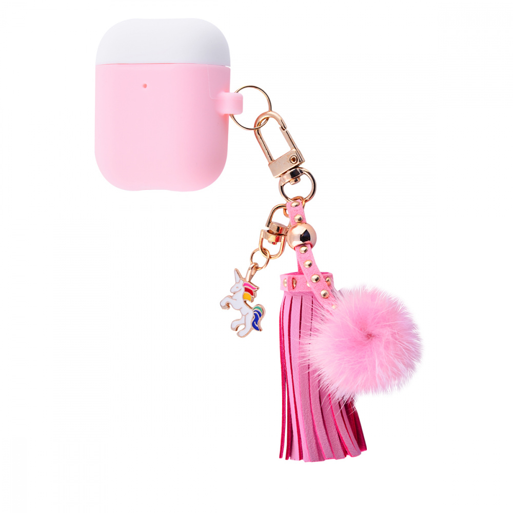 Silicone Case with Trinket for AirPods 2 (pink_white)