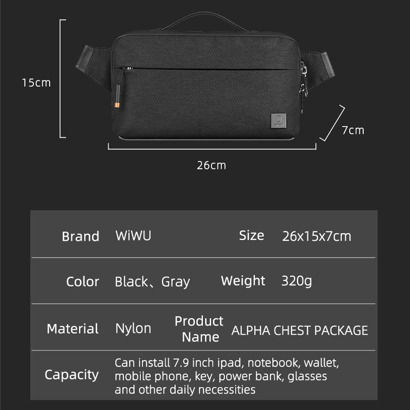 Сумка WIWU Alpha Crossbody (Black) в магазине vchehle.ua