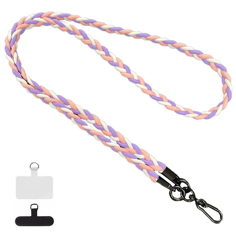 Плетений шнурок (5мм) 120см (Purple / Pink / White)