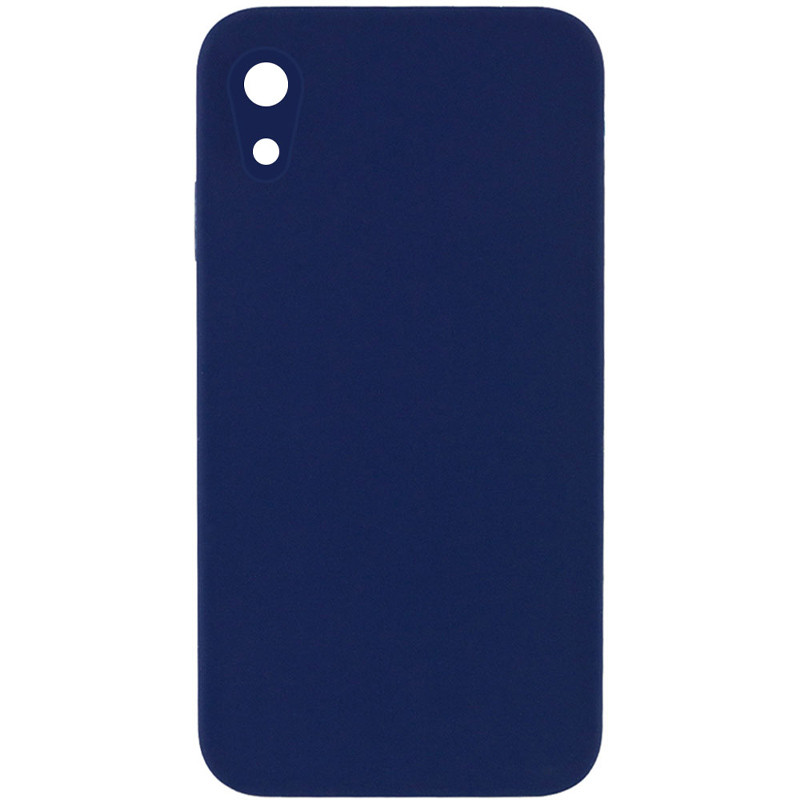 Silicone Case Square Full Camera Protective (AA) NOLOGO на Apple iPhone XR (6.1") (Темно-синій / Midnight blue)