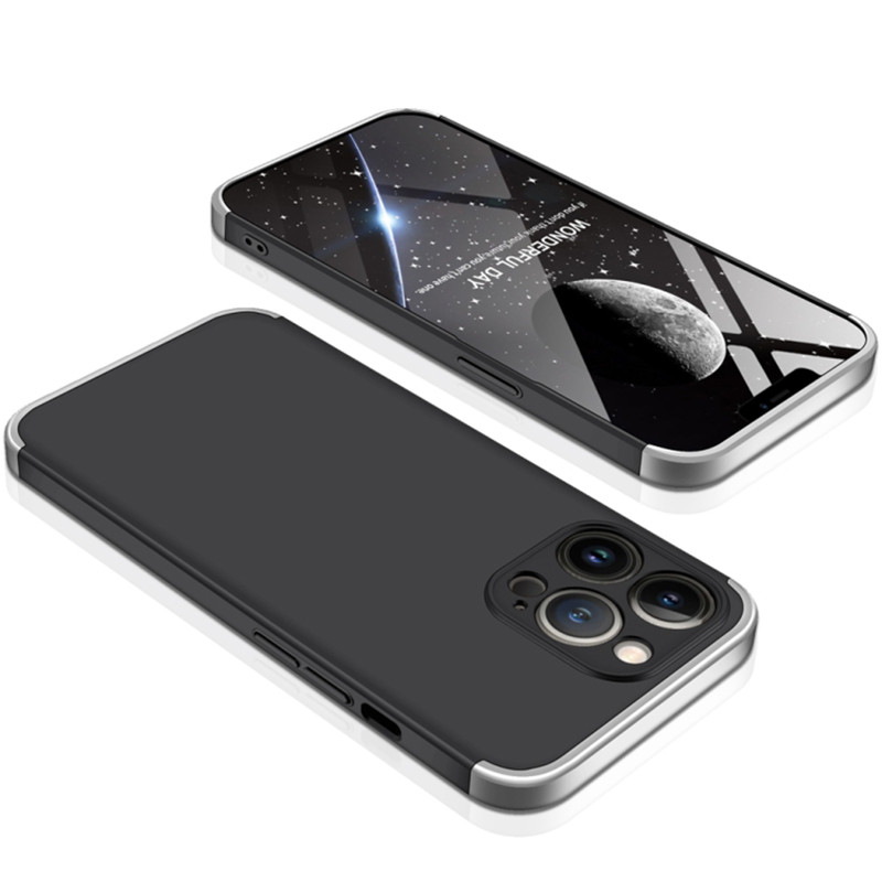 Фото Пластиковая накладка GKK LikGus 360 градусов (opp) для Apple iPhone 13 Pro (6.1") (Черный / Серебряный) на vchehle.ua