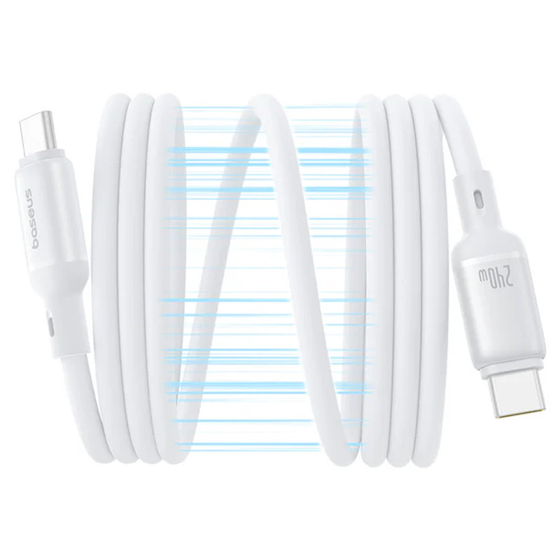 Фото Дата кабель Baseus PicoGo Magnetic Liquid Silicone Type-C to Type-C 240W (1m) (P10376800) (Moon White) на vchehle.ua