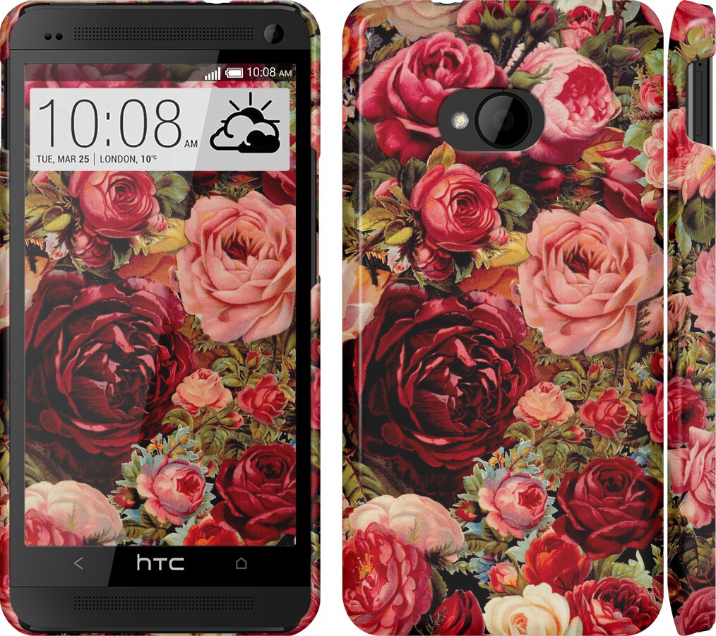 

Чехол Цветущие розы для HTC One M7 235710