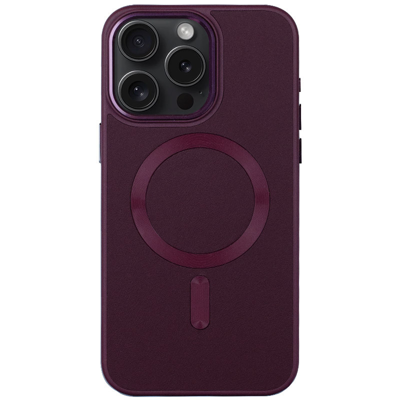 Шкіряний чохол Bonbon Leather Metal Style with Magnetic Safe на Apple iPhone 14 Pro (6.1") (Бордовий / Plum)