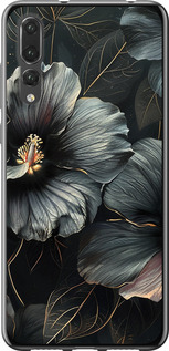 Чехол Черные цветы для Huawei P20 Pro