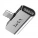 Переходник Hoco LS24 Lightning to lightning audio/lightning (Стальной)