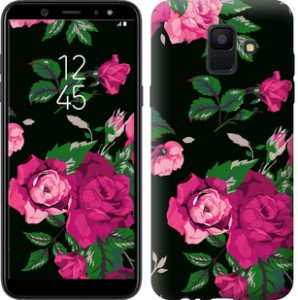 Чохол Троянди на чорному тлі на Samsung Galaxy A6 2018