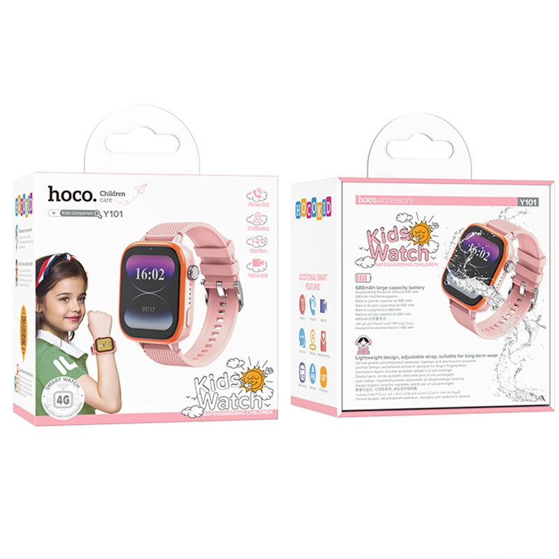Купити Дитячий смарт-годинник Hoco Y101 4G (Pink) на vchehle.ua