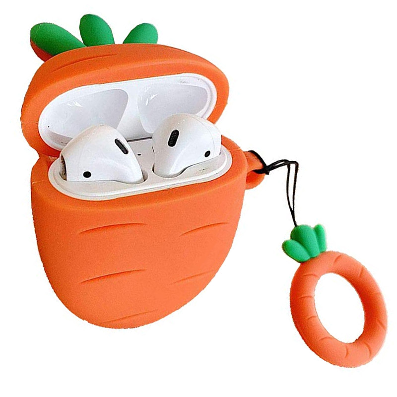 Фото Силиконовый футляр Smile Fruits series для наушников AirPods 1/2 + кольцо (Carrot) на vchehle.ua