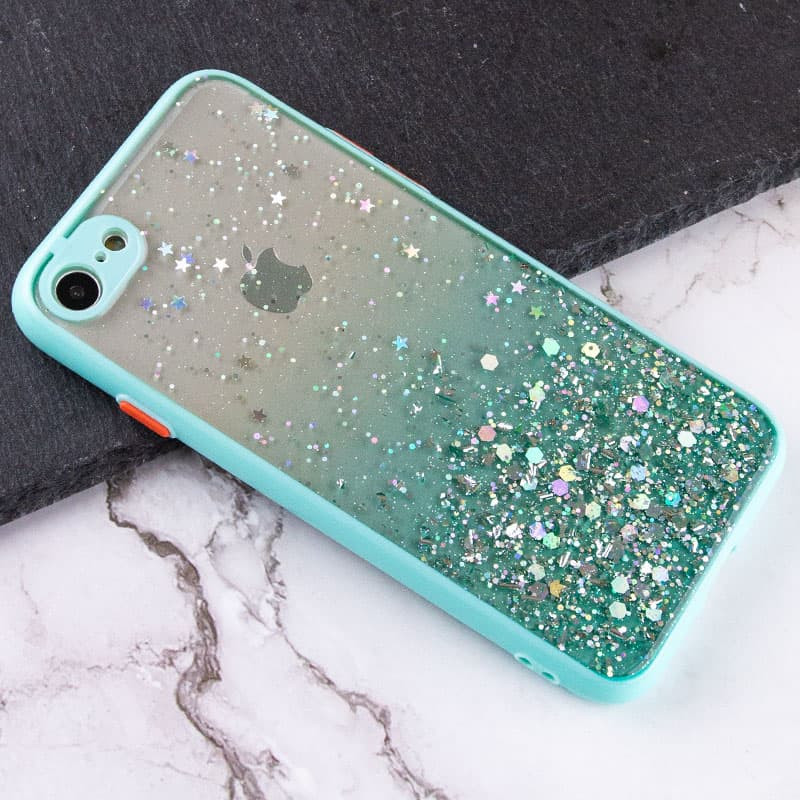 Фото TPU чохол Spangle star із захистом камери на Apple iPhone 7 / 8 / SE (2020) (4.7") (Бірюзовий) на vchehle.ua