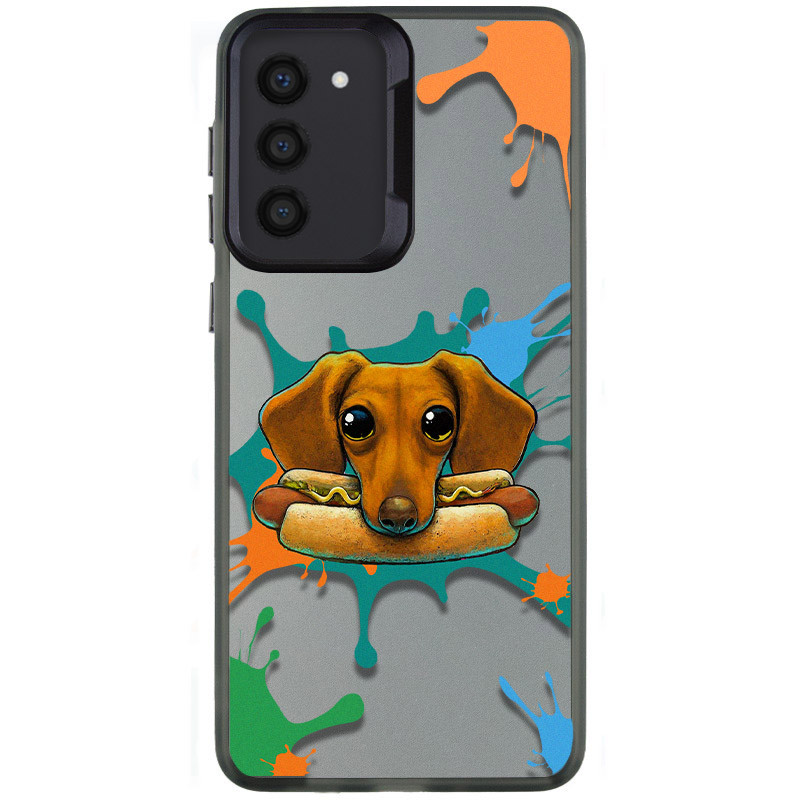 TPU+PC чохол TakiTaki Graffiti magic glow на Samsung Galaxy S23 (Sausage dog / Black)