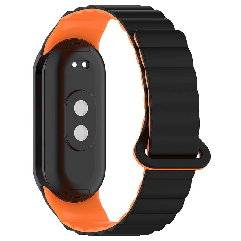 Фото Ремешок Dual-color Magnetic для Xiaomi Mi Band 9/8 (Black / Orange) на vchehle.ua