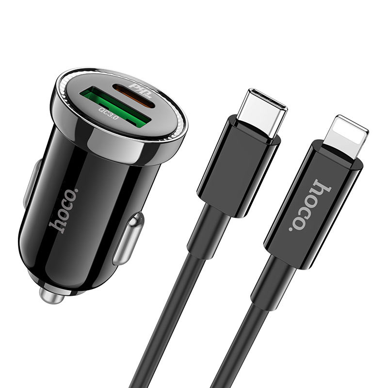 

АЗП Hoco Z44 PD+QC3.0 (1USB/3A) +Type-C to Lightning (Чорний) 1235346
