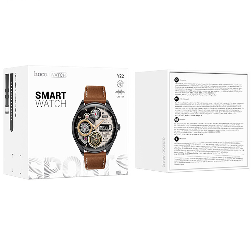 Фото Смарт-часы Hoco Smart Watch Y22 Amoled Smart sports watch (call version) (Black) на vchehle.ua
