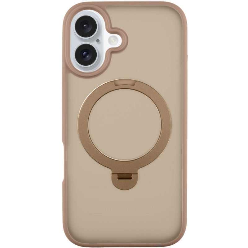 TPU+PC чохол Metal Buttons with Magnetic Safe Colorful HQ Ring для Apple iPhone 16 (6.1") (Rose Gold)