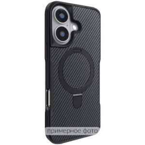 TPU+PC чехол Metal Buttons with Magnetic Safe Carbon Ring для Apple iPhone 16e (6.1")