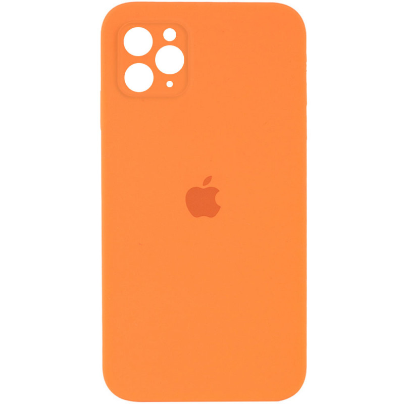 Чехол Silicone Case Square Full Camera Protective (AA) для Apple iPhone 11 Pro (5.8") (Оранжевый / Papaya)