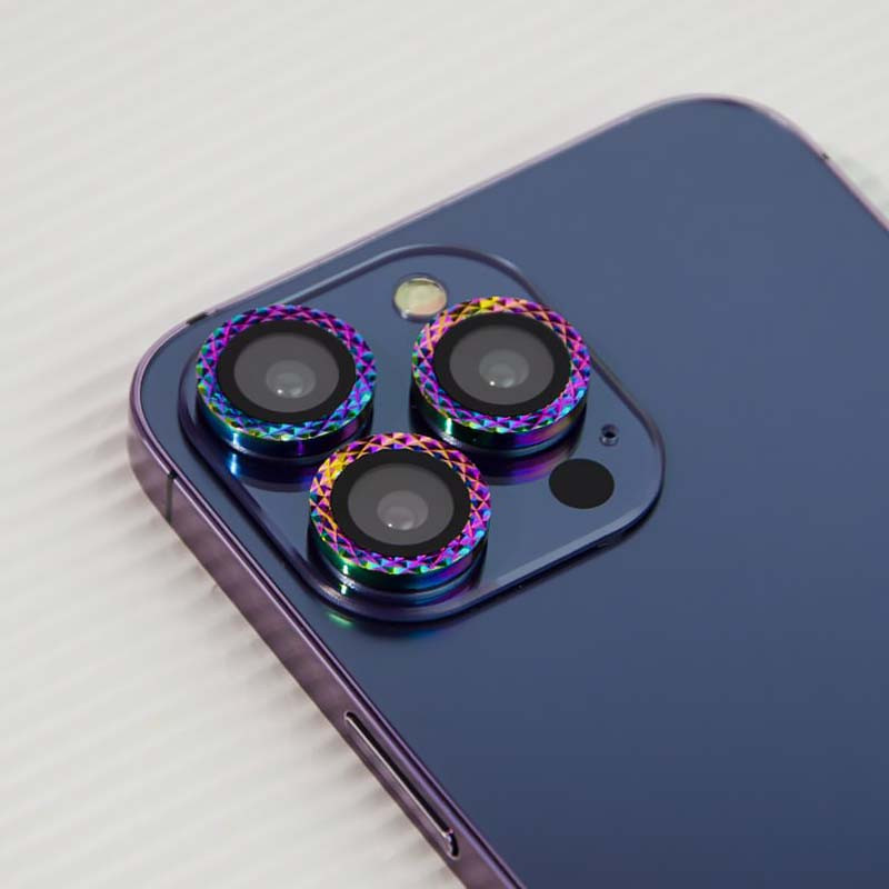 Фото Защитное стекло Metal Shine на камеру (в упак.) для Apple iPhone 13 Pro / 13 Pro Max (Сиреневый / Rainbow) в магазине vchehle.ua