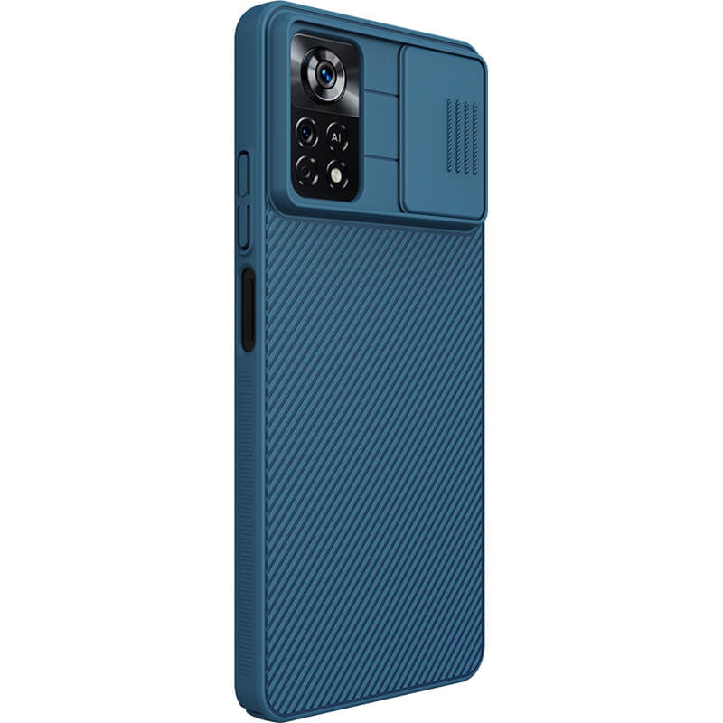 Карбоновая накладка Nillkin Camshield (шторка на камеру) для Xiaomi Poco X4 Pro 5G (Синий / Blue) в магазине vchehle.ua