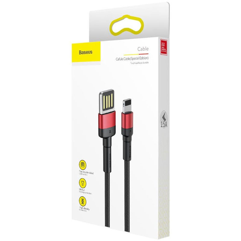 Заказать Дата кабель Baseus Cafule Lightning Cable Special Edition 2.4A (1m) (CALKLF-G) (Черный / Красный) на vchehle.ua