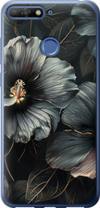 Чехол Черные цветы для Huawei Honor 7C