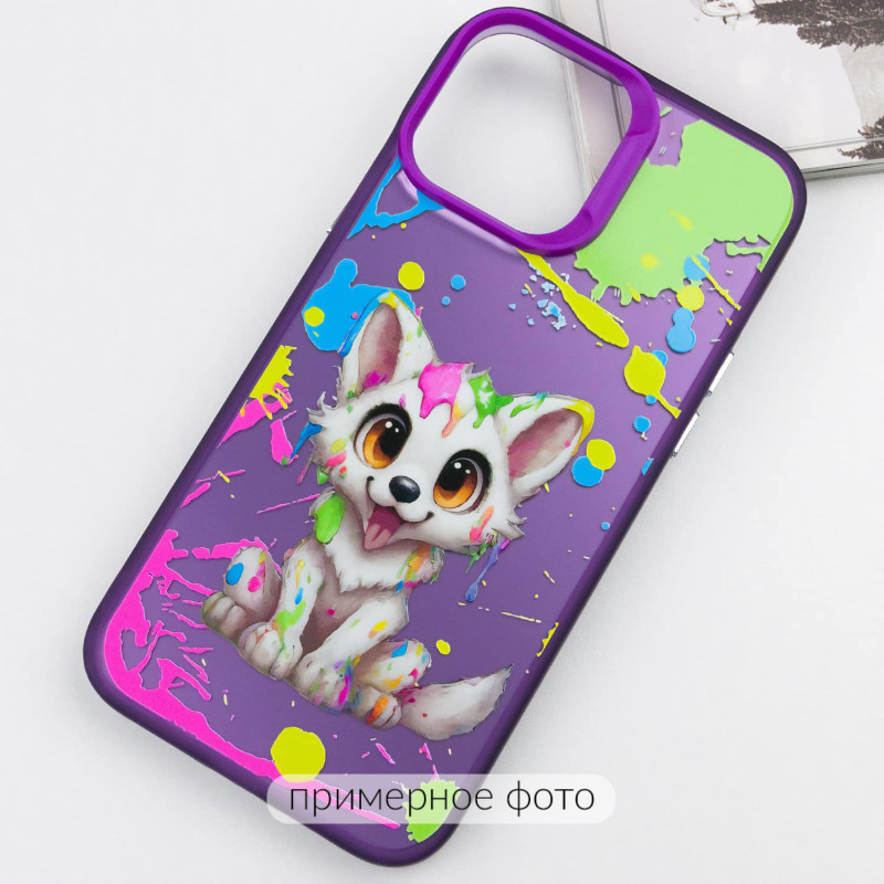 Фото TPU+PC чохол TakiTaki Graffiti magic glow на Samsung Galaxy S23 Ultra (Cute wolf / Purple) на vchehle.ua