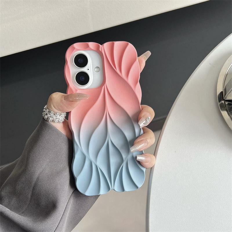 Фото TPU чехол Leaf для Apple iPhone 16 (6.1") (Pink / Blue) на vchehle.ua