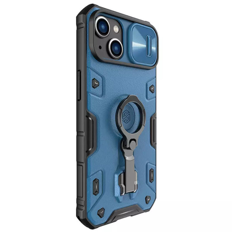 Купить TPU+PC чехол Nillkin Metal CamShield Armor Pro no logo (со шторкой) для Apple iPhone 14 Plus (6.7") (Blue) на vchehle.ua